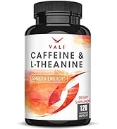 VALI Caffeine 50mg & L-Theanine 100mg Vegan Supplement. 120 Veggie Capsules. Smooth Energy, Focus...